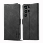 For Samsung Galaxy S24 Ultra 5G LC.IMEEKE Strong Magnetism Microfiber Leather Phone Case(Black)