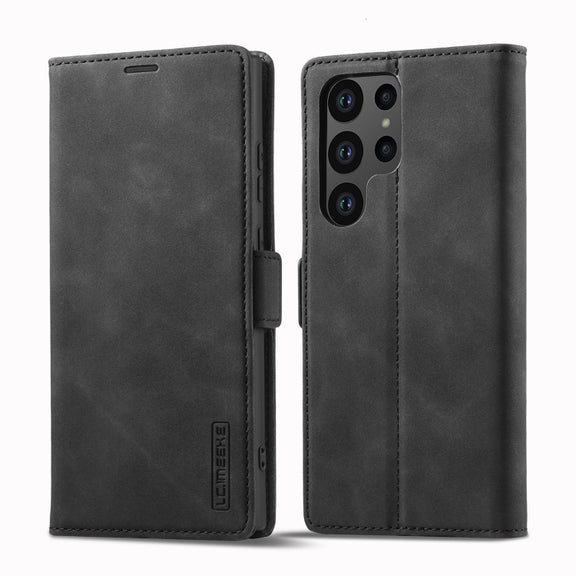 For Samsung Galaxy S24 Ultra 5G LC.IMEEKE Strong Magnetism Microfiber Leather Phone Case(Black)