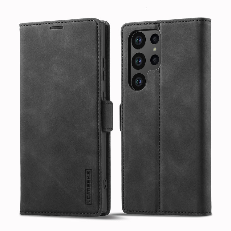 For Samsung Galaxy S24 Ultra 5G LC.IMEEKE Strong Magnetism Microfiber Leather Phone Case(Black)
