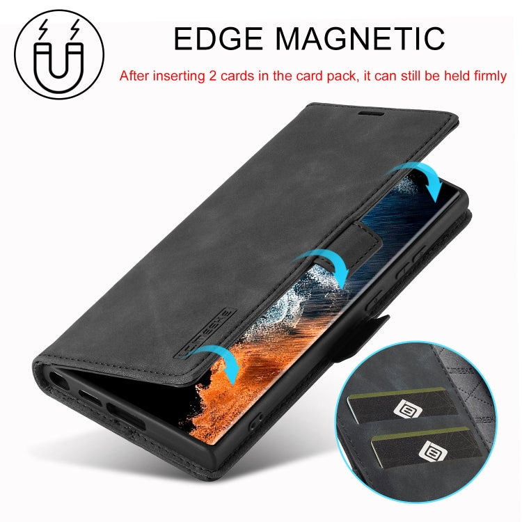 For Samsung Galaxy S24 Ultra 5G LC.IMEEKE Strong Magnetism Microfiber Leather Phone Case(Black)