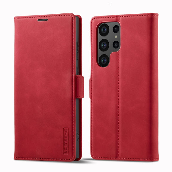 For Samsung Galaxy S24 Ultra 5G LC.IMEEKE Strong Magnetism Microfiber Leather Phone Case(Red)