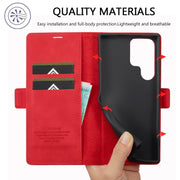 For Samsung Galaxy S24 Ultra 5G LC.IMEEKE Strong Magnetism Microfiber Leather Phone Case(Red)