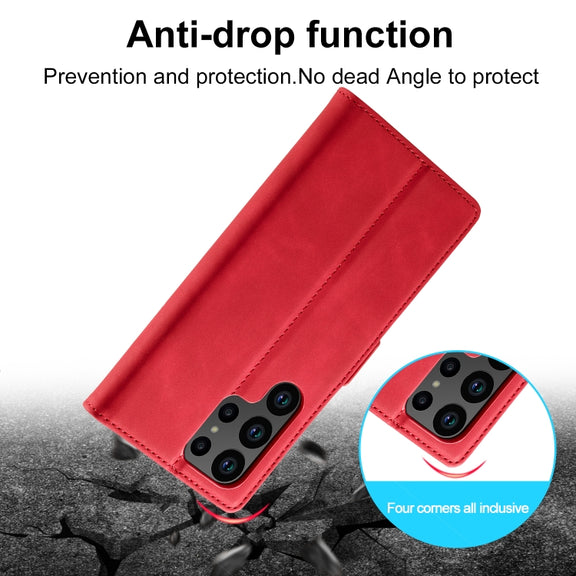 For Samsung Galaxy S24 Ultra 5G LC.IMEEKE Strong Magnetism Microfiber Leather Phone Case(Red)