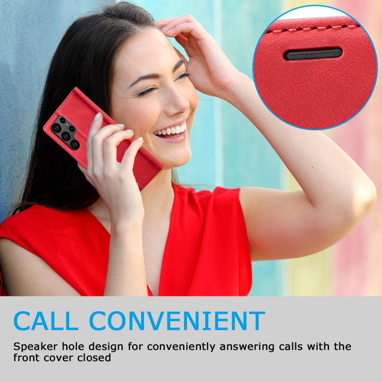 For Samsung Galaxy S24 Ultra 5G LC.IMEEKE Strong Magnetism Microfiber Leather Phone Case(Red)
