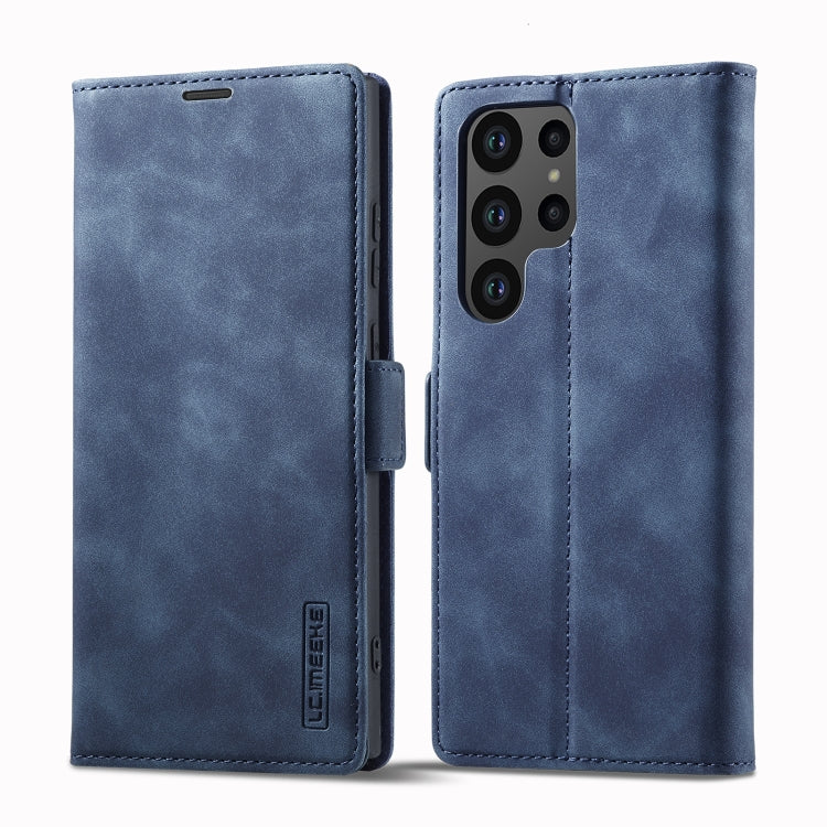For Samsung Galaxy S24 Ultra 5G LC.IMEEKE Strong Magnetism Microfiber Leather Phone Case(Blue)