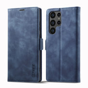 For Samsung Galaxy S24 Ultra 5G LC.IMEEKE Strong Magnetism Microfiber Leather Phone Case(Blue)