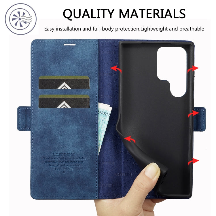 For Samsung Galaxy S24 Ultra 5G LC.IMEEKE Strong Magnetism Microfiber Leather Phone Case(Blue)