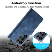 For Samsung Galaxy S24 Ultra 5G LC.IMEEKE Strong Magnetism Microfiber Leather Phone Case(Blue)
