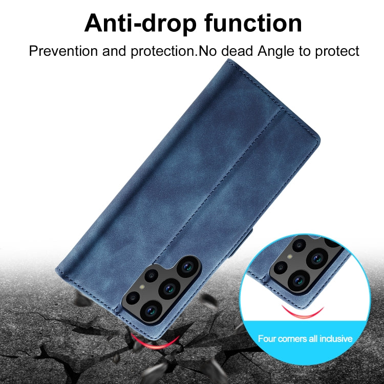For Samsung Galaxy S24 Ultra 5G LC.IMEEKE Strong Magnetism Microfiber Leather Phone Case(Blue)