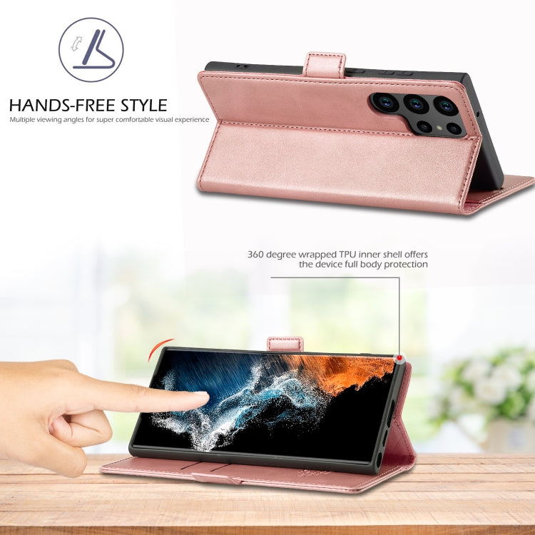 For Samsung Galaxy S24 Ultra 5G LC.IMEEKE Strong Magnetism Microfiber Leather Phone Case(Rose Gold)