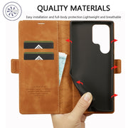 For Samsung Galaxy S24 Ultra 5G LC.IMEEKE Strong Magnetism Microfiber Leather Phone Case(Brown)