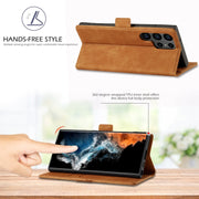 For Samsung Galaxy S24 Ultra 5G LC.IMEEKE Strong Magnetism Microfiber Leather Phone Case(Brown)