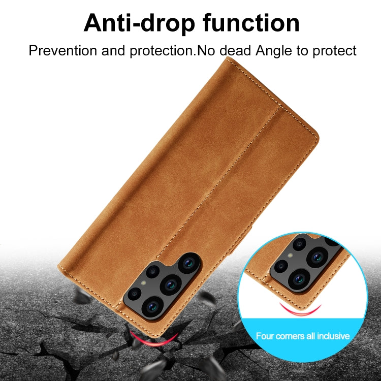 For Samsung Galaxy S24 Ultra 5G LC.IMEEKE Strong Magnetism Microfiber Leather Phone Case(Brown)