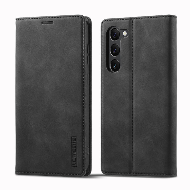 For Samsung Galaxy S24+ 5G LC.IMEEKE Strong Magnetism Microfiber Leather Phone Case(Black)