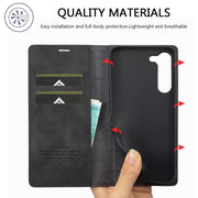 For Samsung Galaxy S24+ 5G LC.IMEEKE Strong Magnetism Microfiber Leather Phone Case(Black)