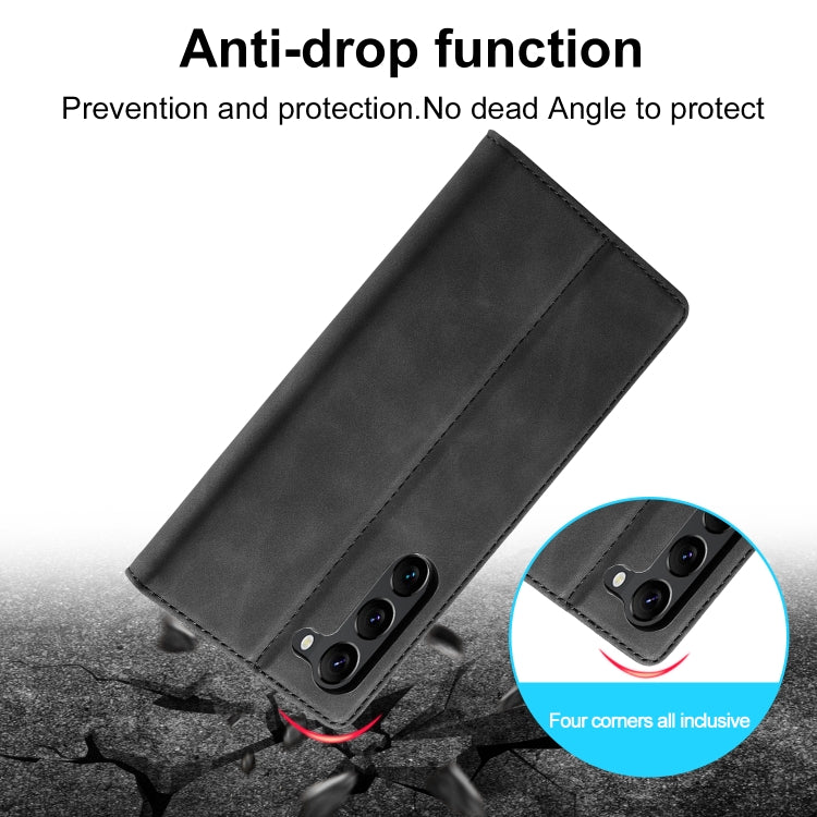 For Samsung Galaxy S24+ 5G LC.IMEEKE Strong Magnetism Microfiber Leather Phone Case(Black)