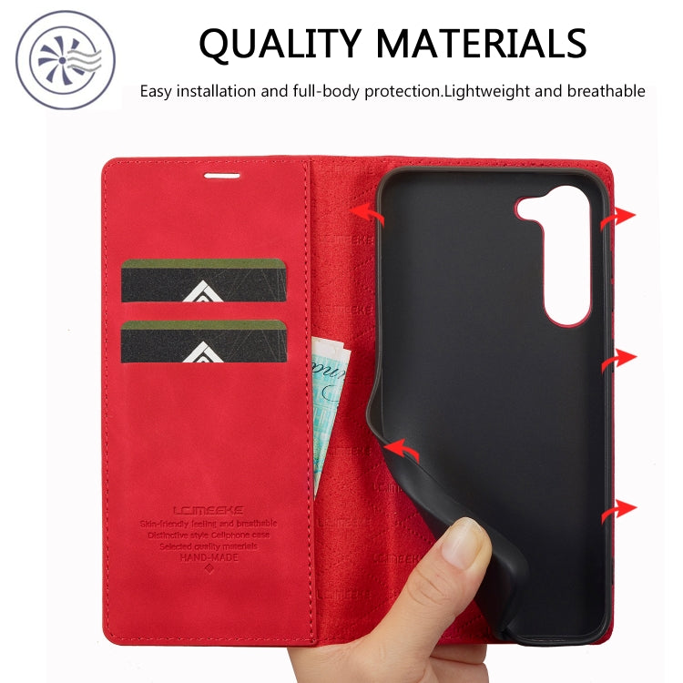 For Samsung Galaxy S24+ 5G LC.IMEEKE Strong Magnetism Microfiber Leather Phone Case(Red)