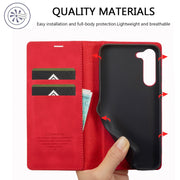 For Samsung Galaxy S24+ 5G LC.IMEEKE Strong Magnetism Microfiber Leather Phone Case(Red)