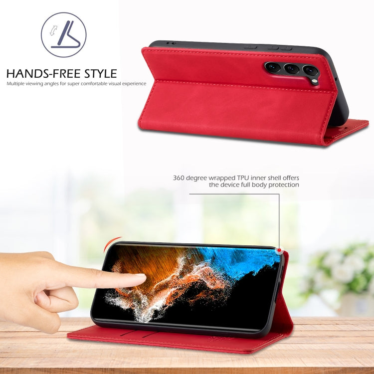 For Samsung Galaxy S24+ 5G LC.IMEEKE Strong Magnetism Microfiber Leather Phone Case(Red)