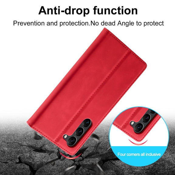 For Samsung Galaxy S24+ 5G LC.IMEEKE Strong Magnetism Microfiber Leather Phone Case(Red)