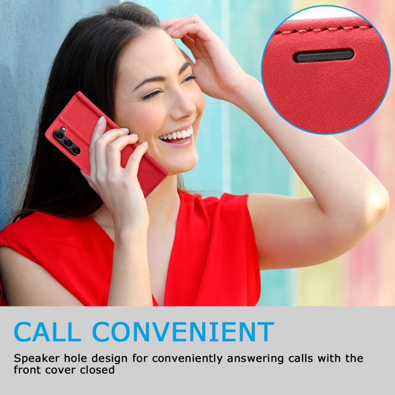 For Samsung Galaxy S24+ 5G LC.IMEEKE Strong Magnetism Microfiber Leather Phone Case(Red)