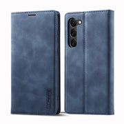 For Samsung Galaxy S24+ 5G LC.IMEEKE Strong Magnetism Microfiber Leather Phone Case(Blue)