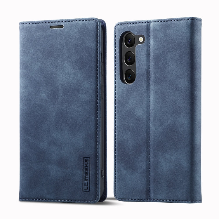 For Samsung Galaxy S24+ 5G LC.IMEEKE Strong Magnetism Microfiber Leather Phone Case(Blue)