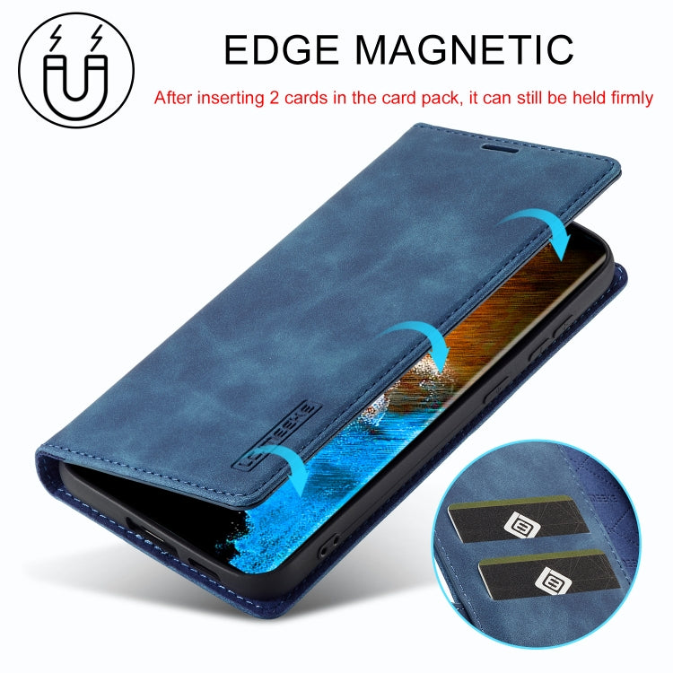 For Samsung Galaxy S24+ 5G LC.IMEEKE Strong Magnetism Microfiber Leather Phone Case(Blue)