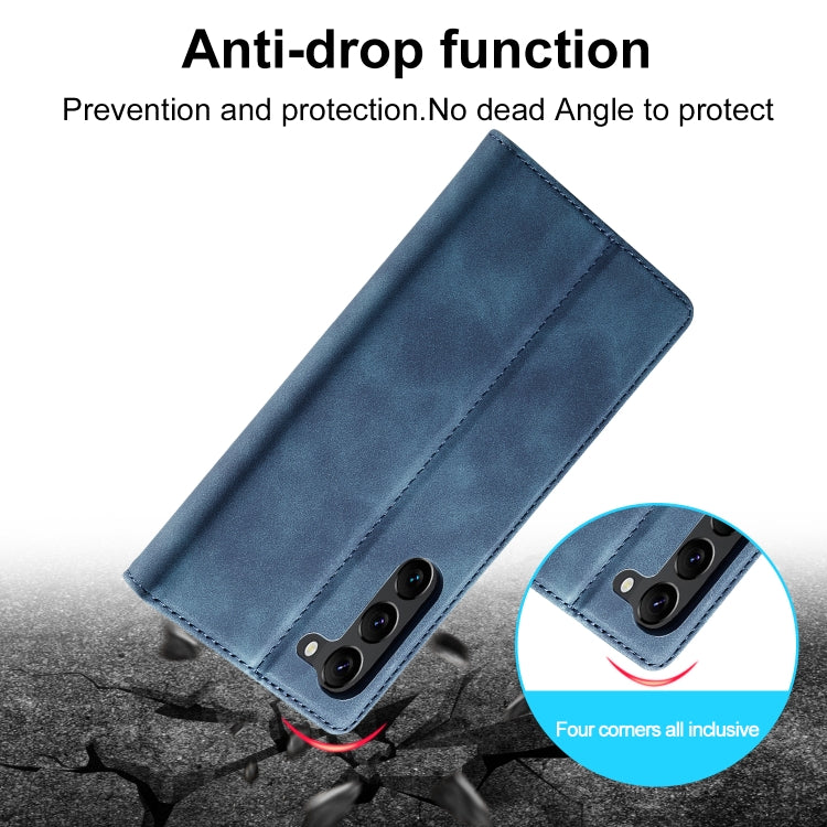 For Samsung Galaxy S24+ 5G LC.IMEEKE Strong Magnetism Microfiber Leather Phone Case(Blue)