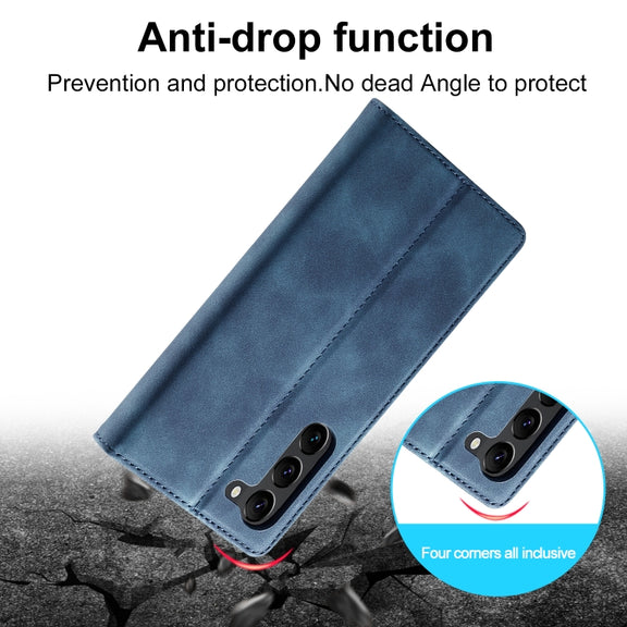 For Samsung Galaxy S24+ 5G LC.IMEEKE Strong Magnetism Microfiber Leather Phone Case(Blue)