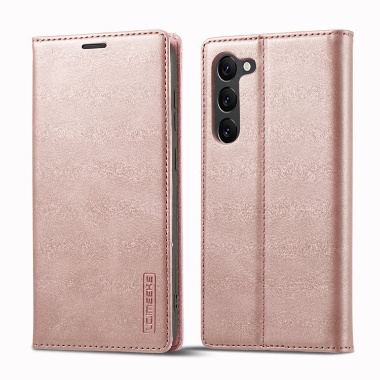For Samsung Galaxy S24+ 5G LC.IMEEKE Strong Magnetism Microfiber Leather Phone Case(Rose Gold)