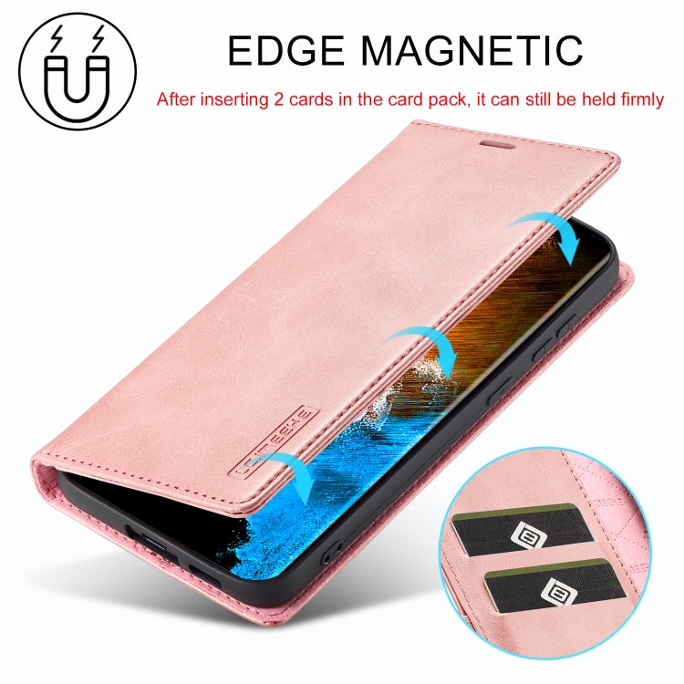 For Samsung Galaxy S24+ 5G LC.IMEEKE Strong Magnetism Microfiber Leather Phone Case(Rose Gold)
