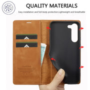 For Samsung Galaxy S24+ 5G LC.IMEEKE Strong Magnetism Microfiber Leather Phone Case(Brown)