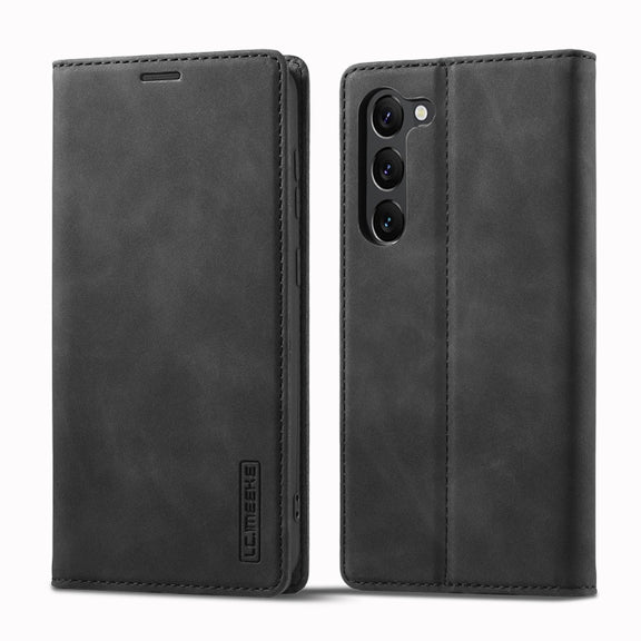 For Samsung Galaxy S24 5G LC.IMEEKE Strong Magnetism Microfiber Leather Phone Case(Black)
