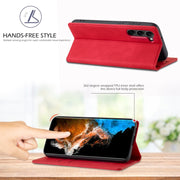 For Samsung Galaxy S24 5G LC.IMEEKE Strong Magnetism Microfiber Leather Phone Case(Red)