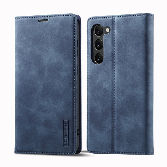 For Samsung Galaxy S24 5G LC.IMEEKE Strong Magnetism Microfiber Leather Phone Case(Blue)