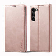 For Samsung Galaxy S24 5G LC.IMEEKE Strong Magnetism Microfiber Leather Phone Case(Rose Gold)