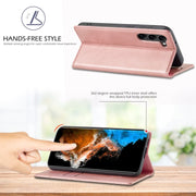 For Samsung Galaxy S24 5G LC.IMEEKE Strong Magnetism Microfiber Leather Phone Case(Rose Gold)