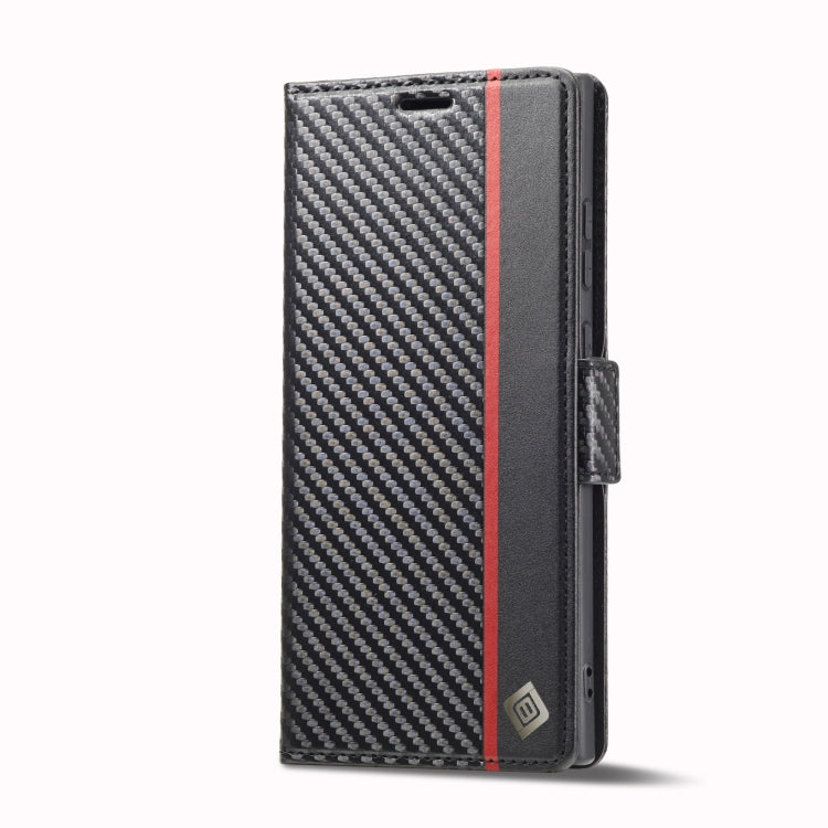 For Samsung Galaxy S24 Ultra 5G LC.IMEEKE Carbon Fiber Leather Phone Case(Vertical Black)