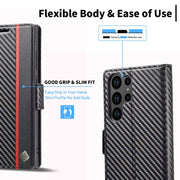 For Samsung Galaxy S24 Ultra 5G LC.IMEEKE Carbon Fiber Leather Phone Case(Vertical Black)