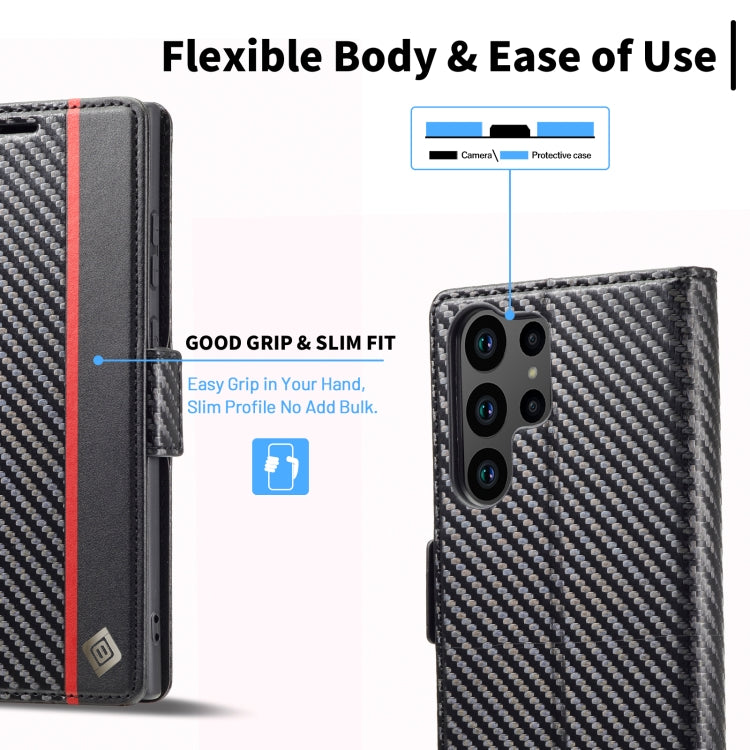 For Samsung Galaxy S24 Ultra 5G LC.IMEEKE Carbon Fiber Leather Phone Case(Vertical Black)