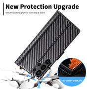 For Samsung Galaxy S24 Ultra 5G LC.IMEEKE Carbon Fiber Leather Phone Case(Vertical Black)