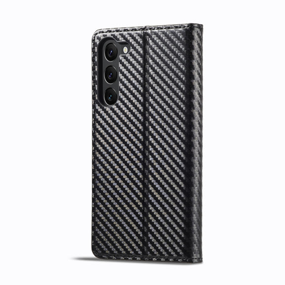 For Samsung Galaxy S24 5G LC.IMEEKE Carbon Fiber Leather Phone Case(Vertical Black)