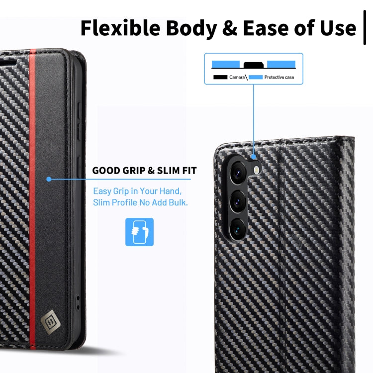 For Samsung Galaxy S24 5G LC.IMEEKE Carbon Fiber Leather Phone Case(Vertical Black)