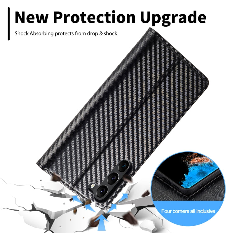 For Samsung Galaxy S24 5G LC.IMEEKE Carbon Fiber Leather Phone Case(Vertical Black)