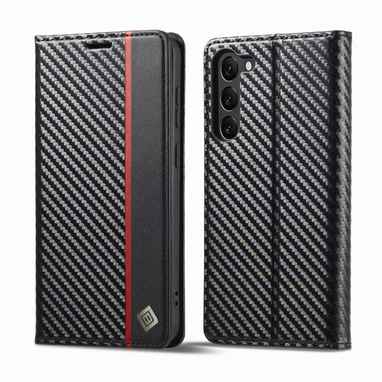 For Samsung Galaxy S24+ 5G LC.IMEEKE Carbon Fiber Leather Phone Case(Vertical Black)