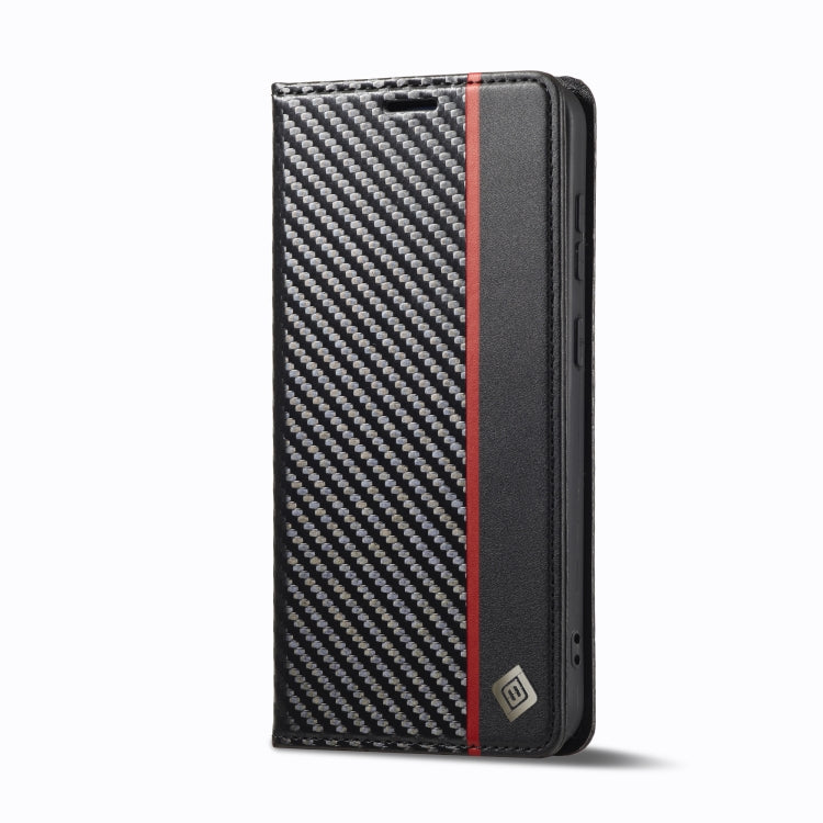 For Samsung Galaxy S24+ 5G LC.IMEEKE Carbon Fiber Leather Phone Case(Vertical Black)