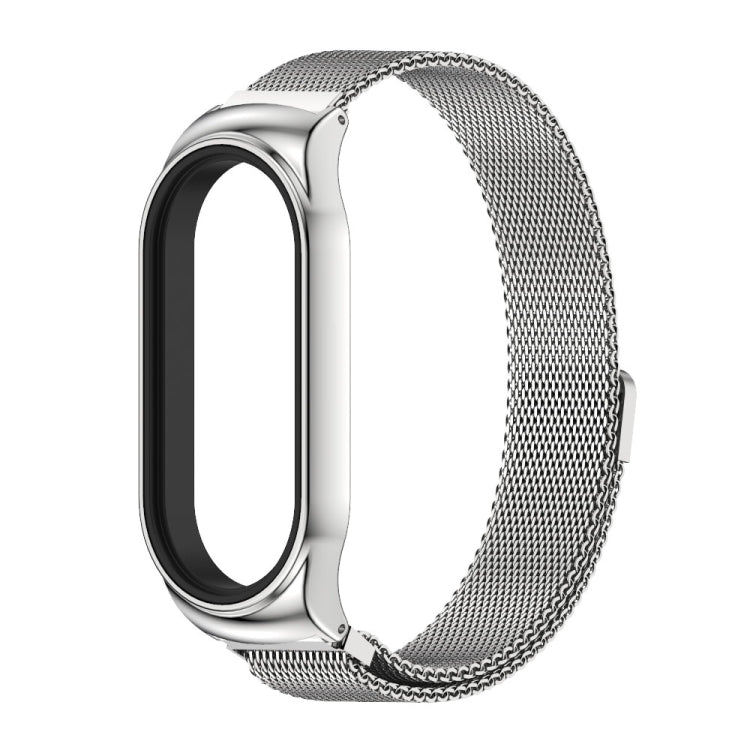 For Xiaomi Mi Band 8 Mijobs CS Case Milan Magnetic Stainless Steel Watch Band(Silver)