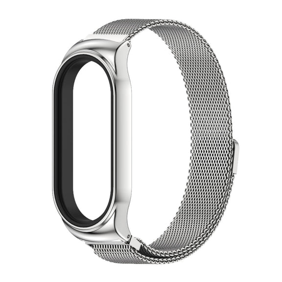 For Xiaomi Mi Band 8 Mijobs CS Case Milan Magnetic Stainless Steel Watch Band(Silver)