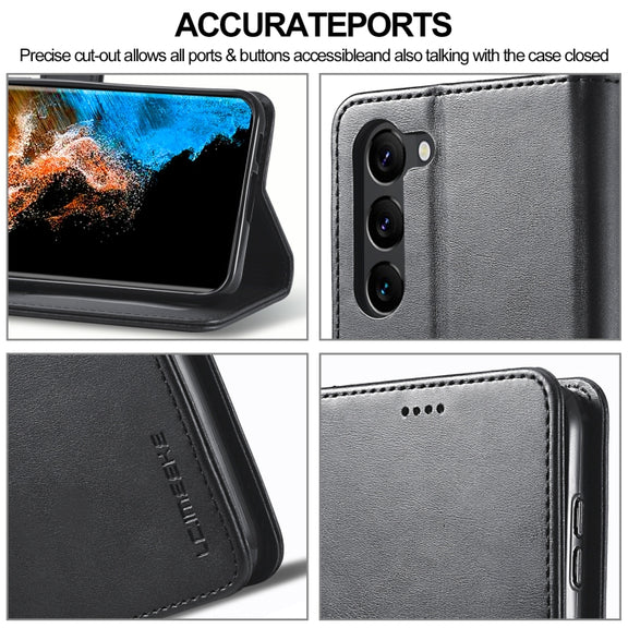 For Samsung Galaxy S24 5G LC.IMEEKE Calf Texture Leather Phone Case(Black)